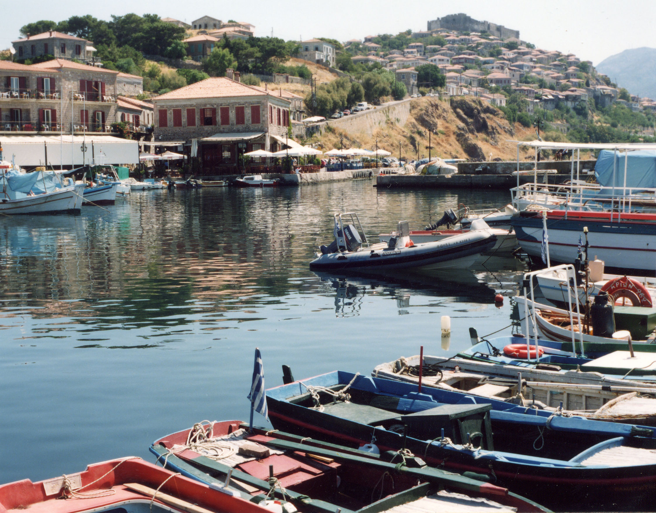 The harbour of Molivos with the castle above