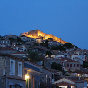 Discover the castle of Molivos at dusk
